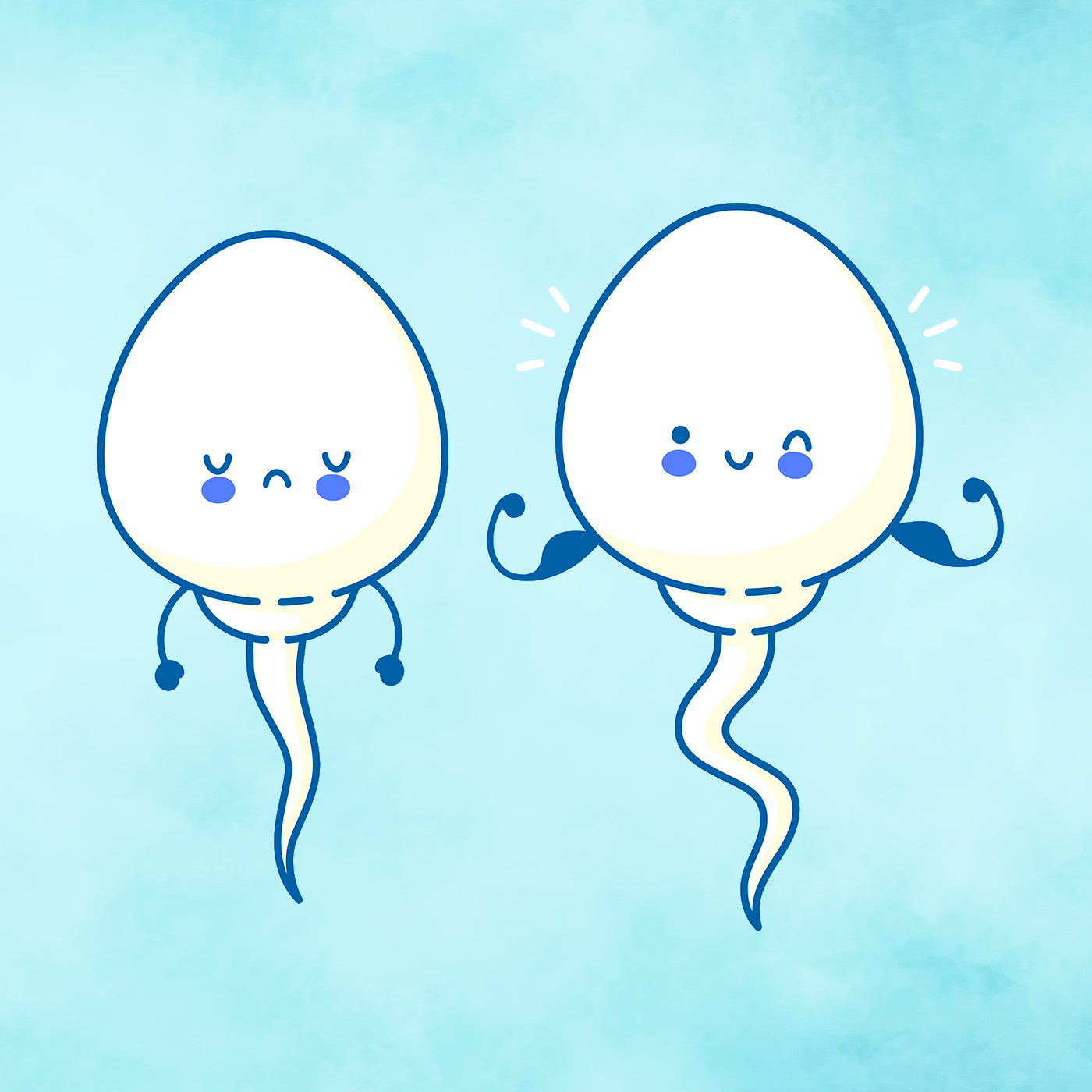Unhealthy and healthy sperms